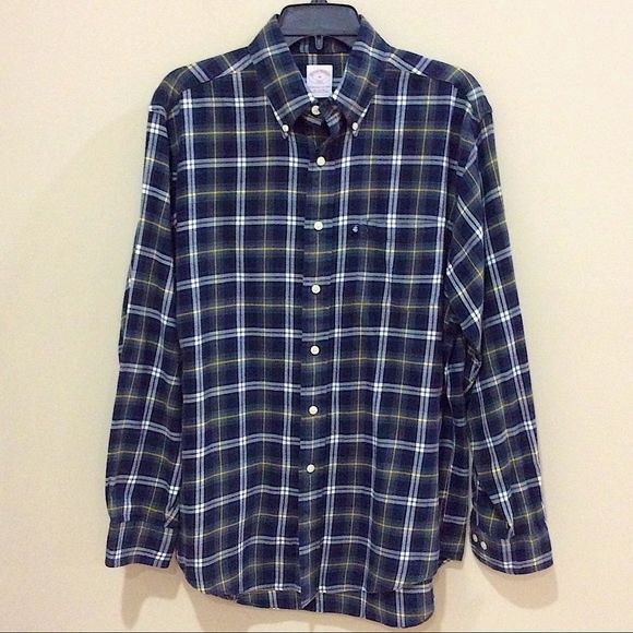 Brooks Brothers Plaid Flannel Shirt Button Front Cotton Mens Sz Med Multi-Color - Picture 1 of 4